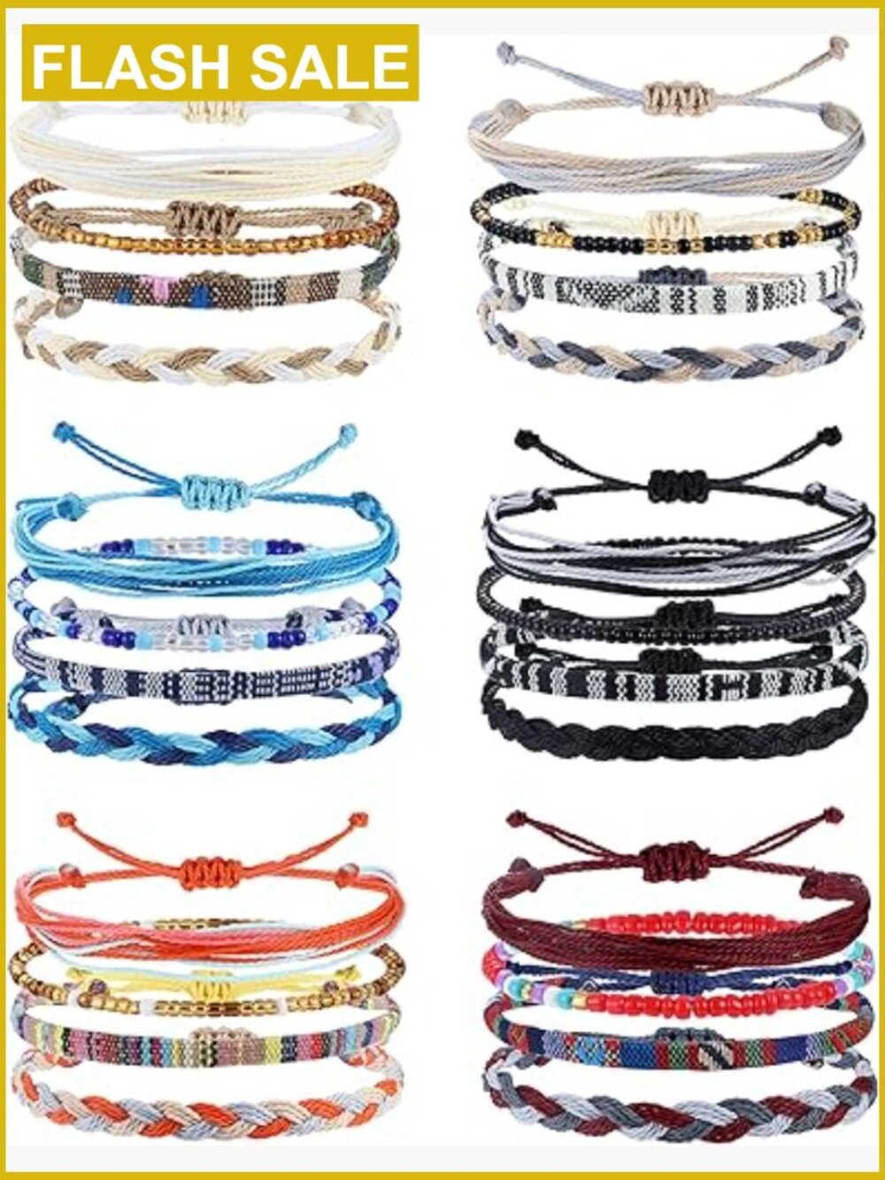 Boho Surfer Bracelet Anklet Set Handmade Braided Adjustable Beach Jewelry